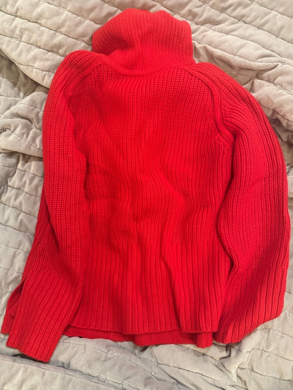Zara Red Ribbed Turtleneck Sweater